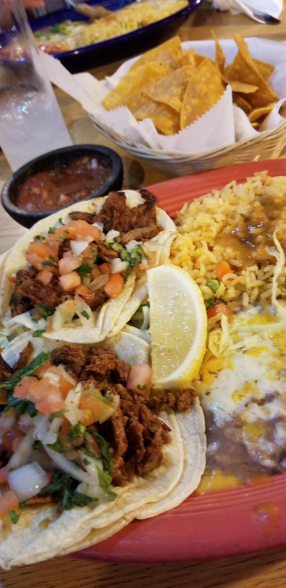 Quesadillas, nachos, and tostadas on display.