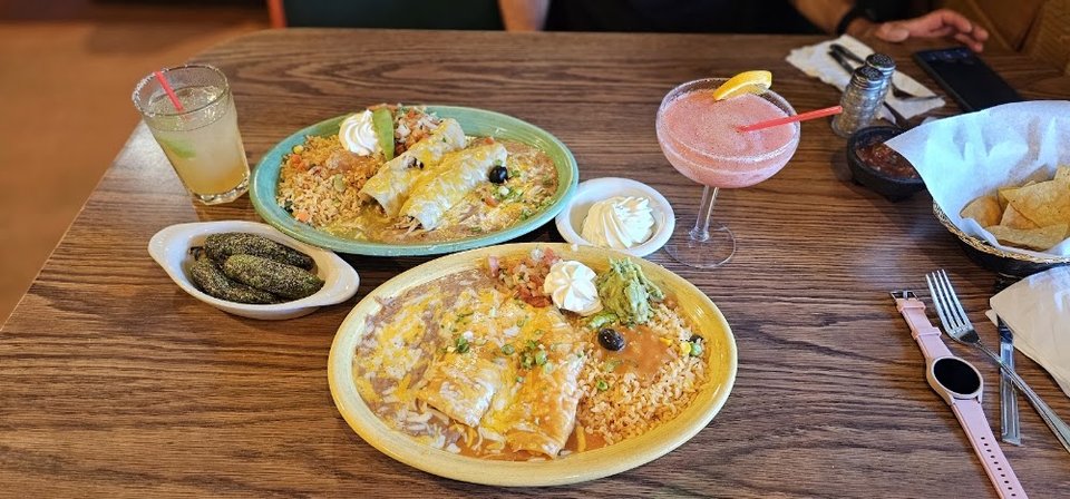 Quesadillas, nachos, and tostadas on display.